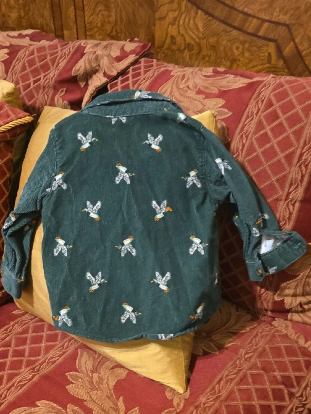 Old Navy Teal Corduroy Button-Down Shirt with Duck Print [12-18 Months]
